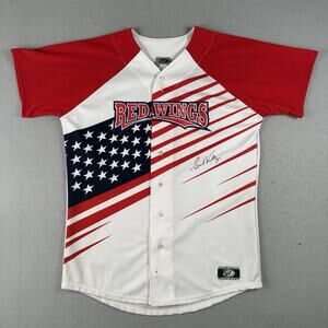 Vtg Rochester Red Wings Jersey 48 American Flag Gil Velazquez Signed Game Worn 5